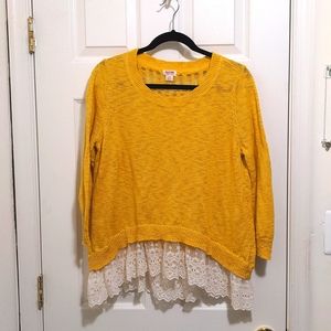 Mossimo Yellow Lacey Top